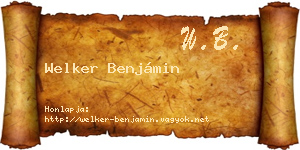 Welker Benjámin névjegykártya